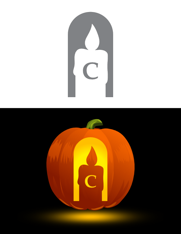 Printable Candle Letter C Pumpkin Stencil