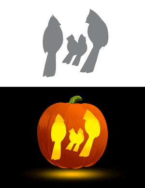 Cardinal Family Pumpkin Stencil