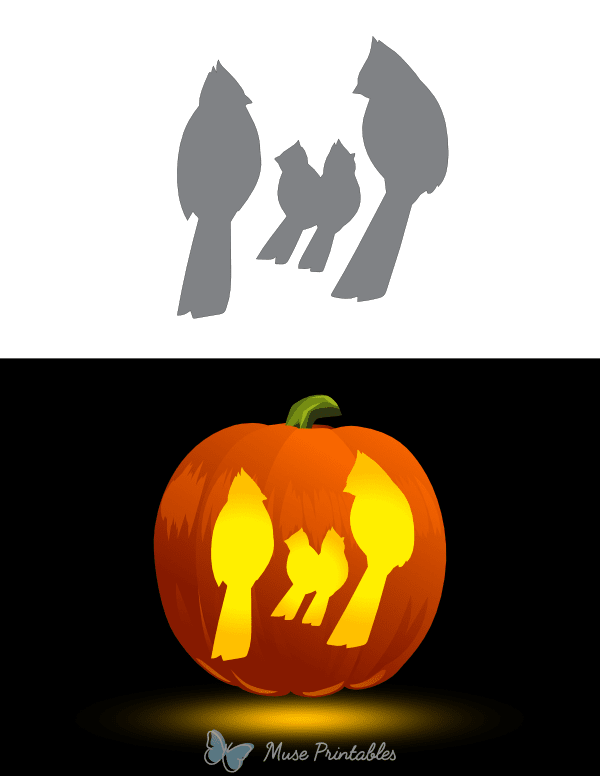 Cardinal Family Pumpkin Stencil