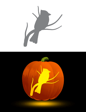 Cardinal in Tree Pumpkin Stencil