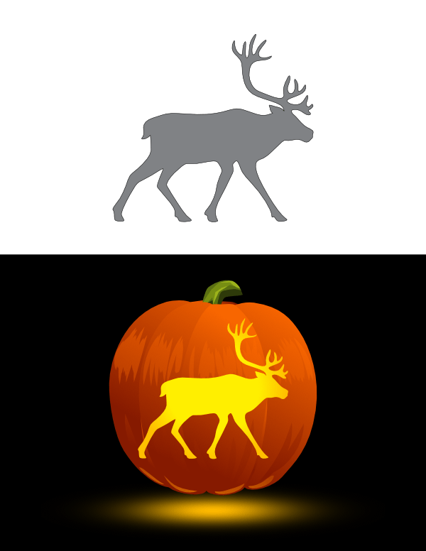 Printable Caribou Pumpkin Stencil