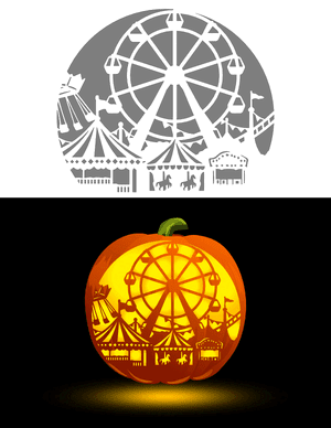 Carnival Skyline Pumpkin Stencil