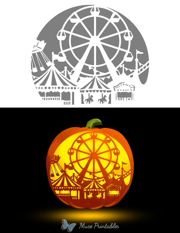Carnival Skyline Pumpkin Stencil