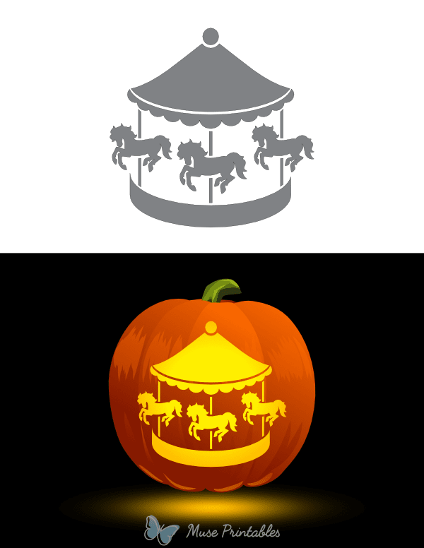 Printable Carousel Pumpkin Stencil