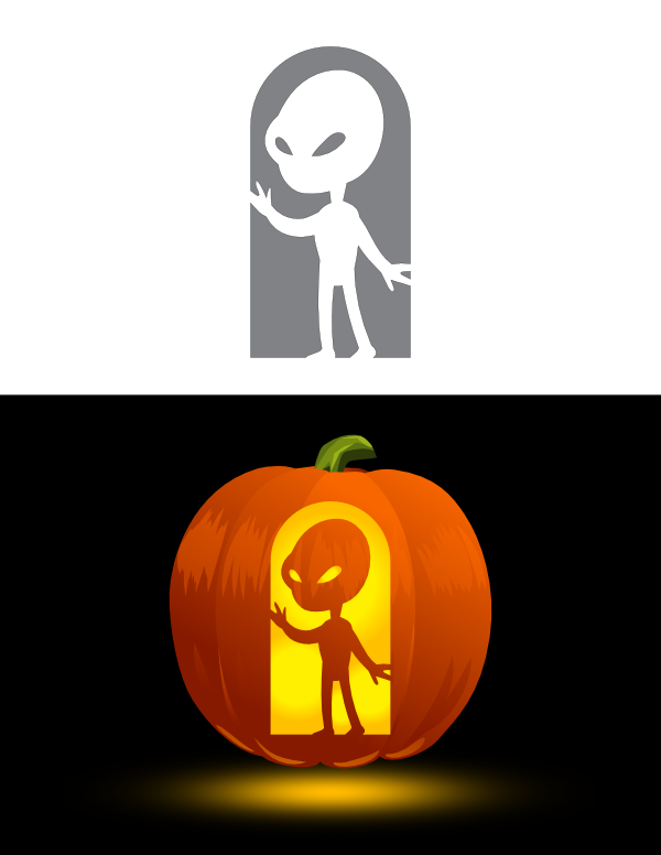 Printable Cartoon Alien Pumpkin Stencil