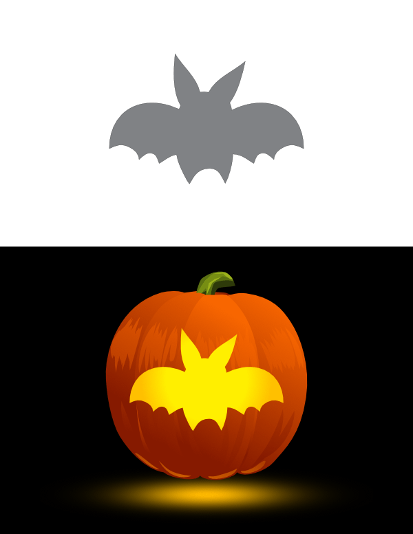 Printable Cartoon Bat Pumpkin Stencil