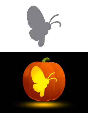 Cartoon Butterfly Pumpkin Stencil