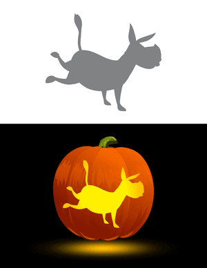 Cartoon Donkey Kicking Pumpkin Stencil