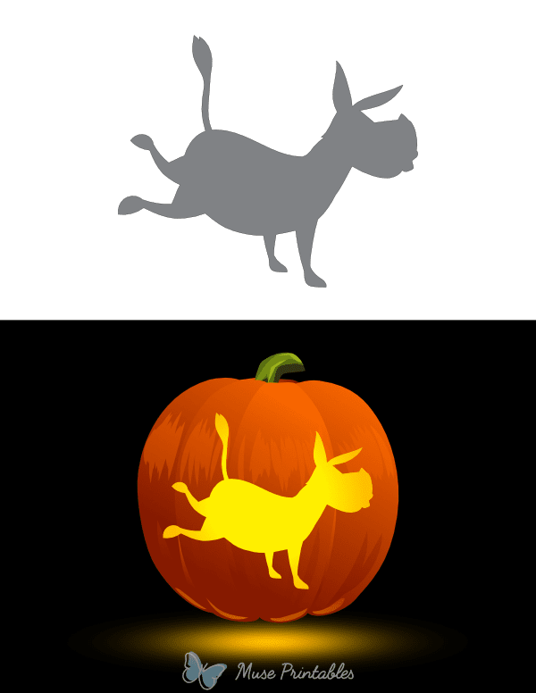 Cartoon Donkey Kicking Pumpkin Stencil