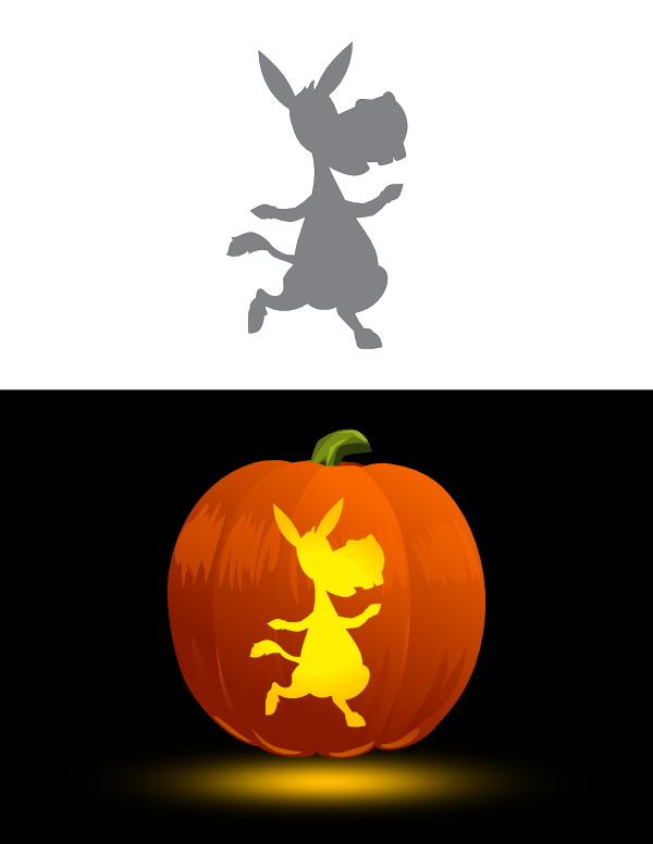 Printable Cartoon Donkey Pumpkin Stencil