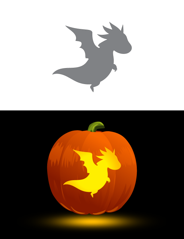 Printable Cartoon Dragon Pumpkin Stencil