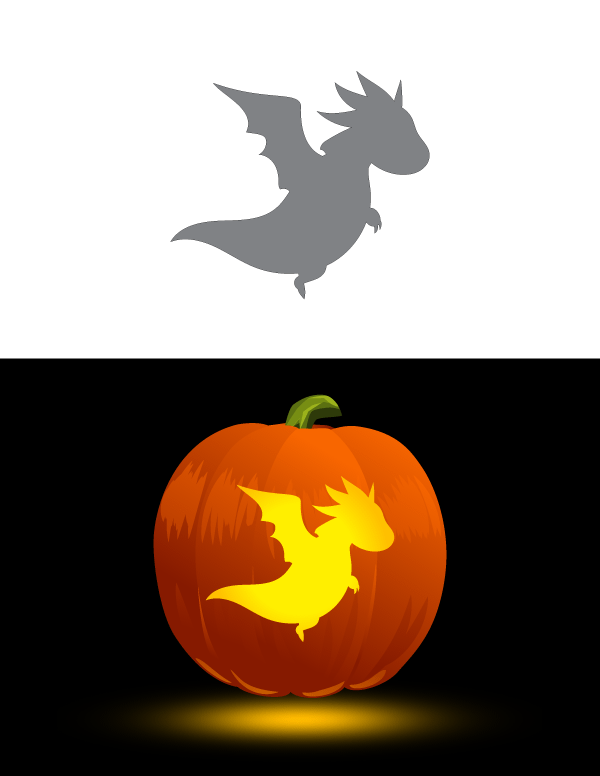 Printable Dragon Pumpkin Stencil