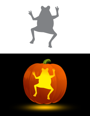 Cartoon Frog Outline Pumpkin Stencil