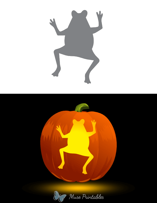 Cartoon Frog Outline Pumpkin Stencil