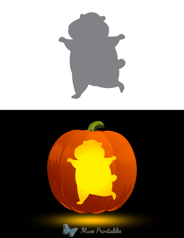 Printable Cartoon Groundhog Pumpkin Stencil