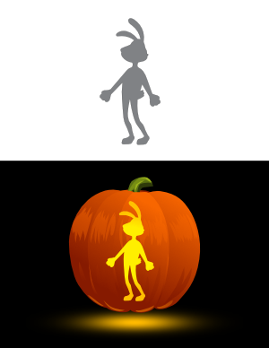 Cartoon Hare Outline Pumpkin Stencil