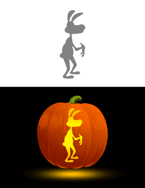 Cartoon Hare With Carrot Pumpkin Stencil