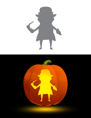 Cartoon Leprechaun With Pipe Pumpkin Stencil
