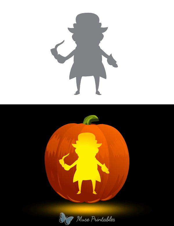 Cartoon Leprechaun With Pipe Pumpkin Stencil
