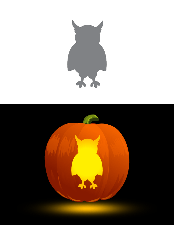 Printable Cartoon Owl Pumpkin Stencil