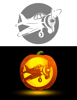 Cartoon Plane Pumpkin Stencil