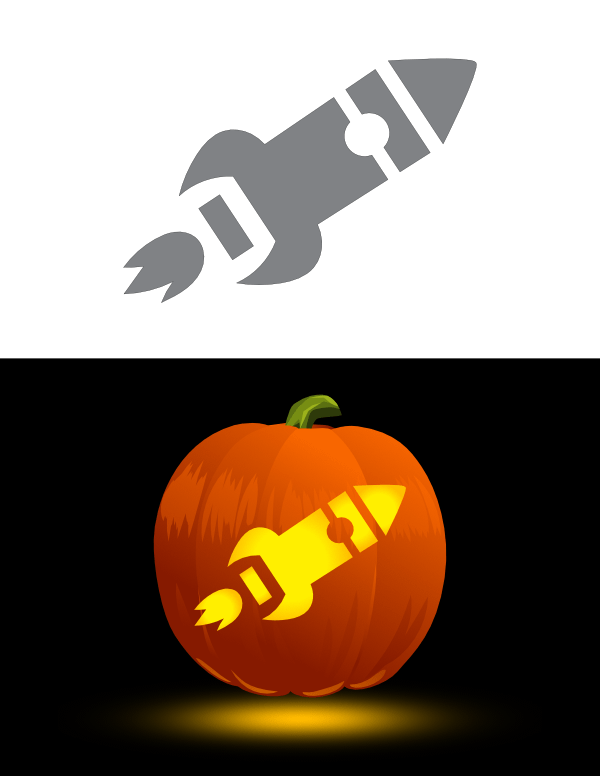 Printable Cartoon Rocket Pumpkin Stencil