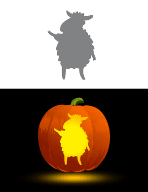 Cartoon Sheep Standing on Two Legs Pumpkin Stencil