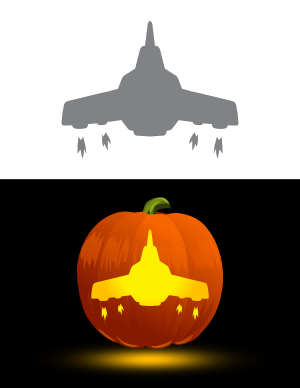 Cartoon Spaceship Blasting Off Pumpkin Stencil