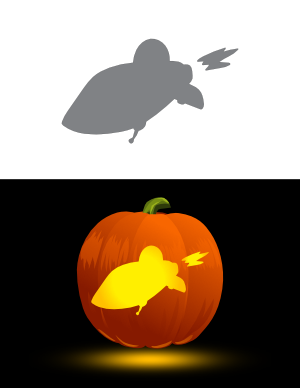 Cartoon Spaceship Pumpkin Stencil
