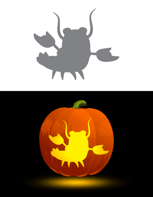 Cartoon Style Lobster Pumpkin Stencil