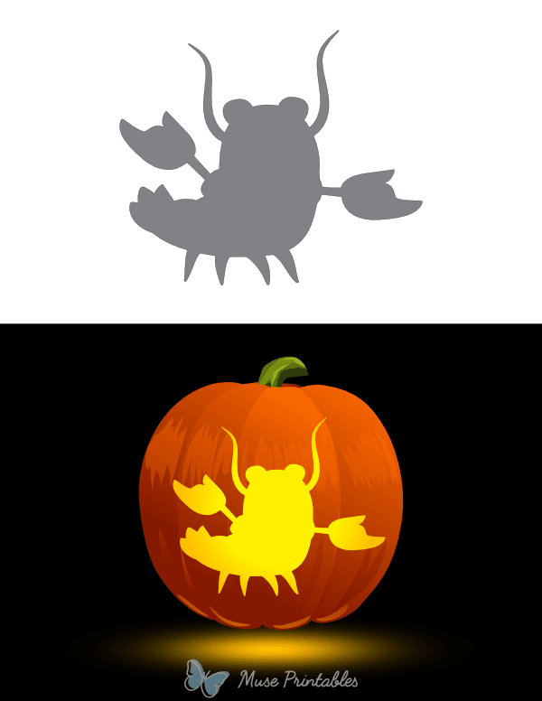 Cartoon Style Lobster Pumpkin Stencil