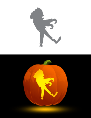 Cartoon Zombie Pumpkin Stencil