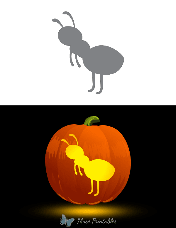 Cartoony Ant Pumpkin Stencil