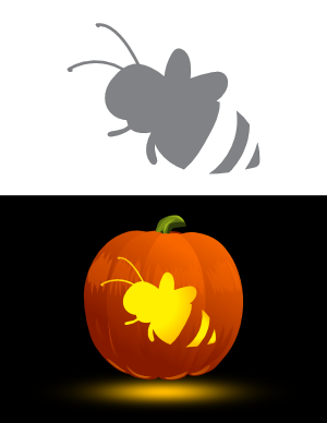 Cartoony Bee Pumpkin Stencil