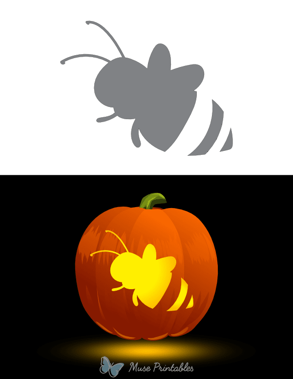 Cartoony Bee Pumpkin Stencil