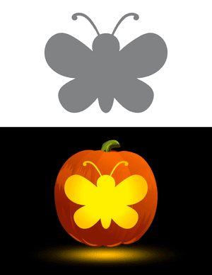 Cartoony Butterfly Pumpkin Stencil