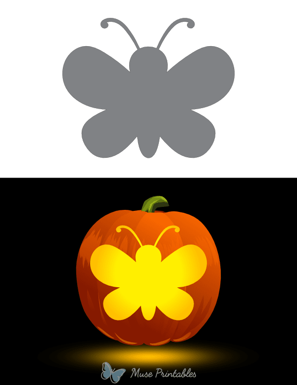Cartoony Butterfly Pumpkin Stencil