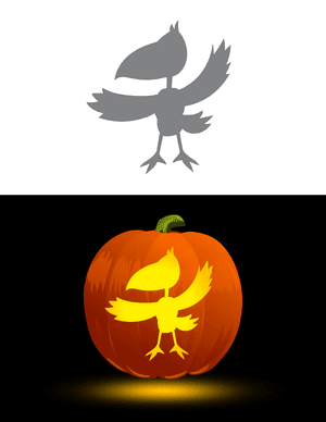 Cartoony Crow Pumpkin Stencil