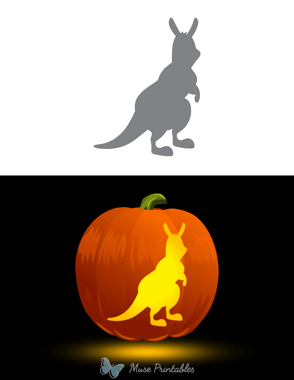 Cartoony Kangaroo Pumpkin Stencil