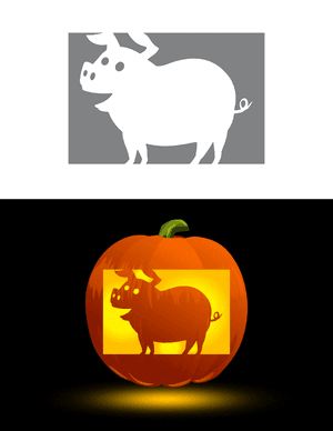 Cartoony Pig Pumpkin Stencil