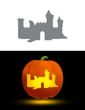 Castle Ruins Pumpkin Stencil