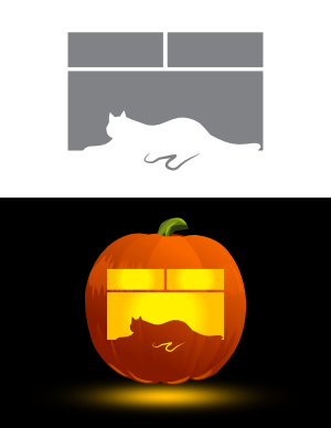 Cat and Window Pumpkin Stencil