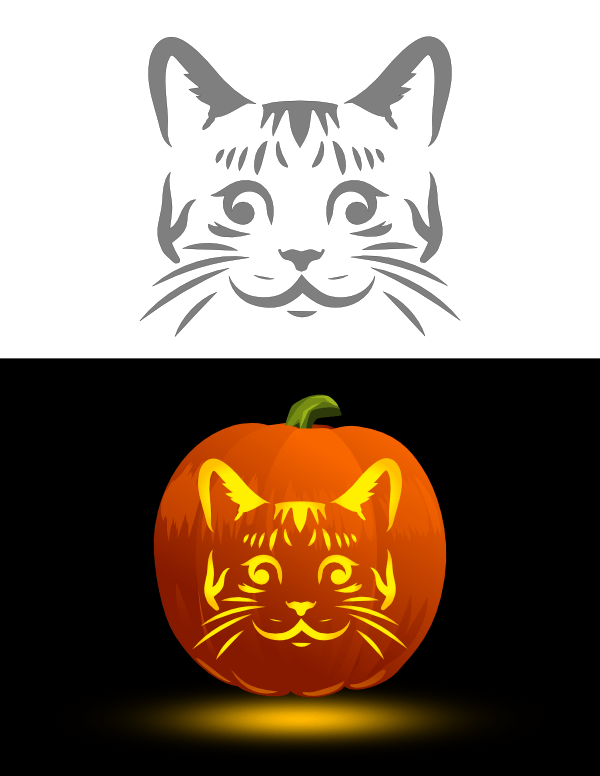 Printable Cat Face Pumpkin Stencil