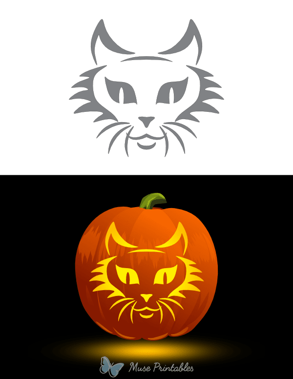 Cat Head Pumpkin Stencil