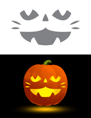 Cat Jack-o'-lantern Face Pumpkin Stencil