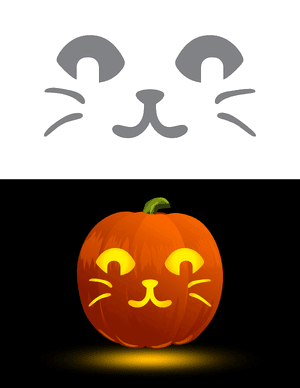 Cat Jack-o'-lantern Pumpkin Stencil