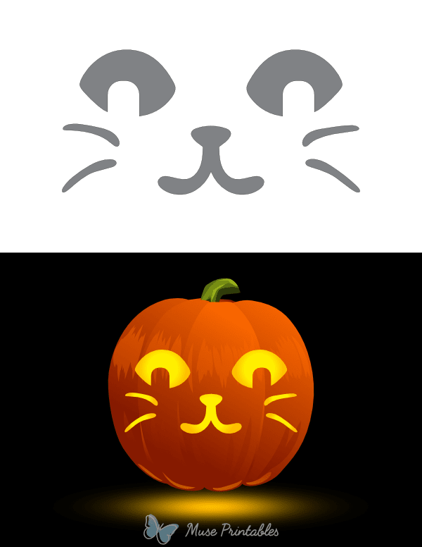 Cat Jack-o'-lantern Pumpkin Stencil