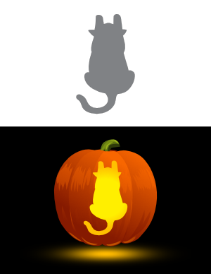 Cat Top View Pumpkin Stencil