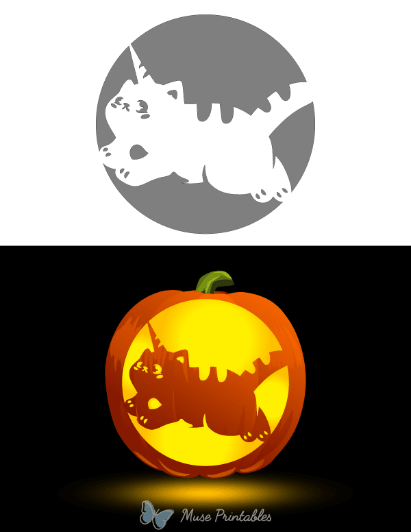 Cat Unicorn Pumpkin Stencil