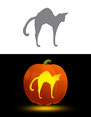 Cat with Arched Back Pumpkin Stencil